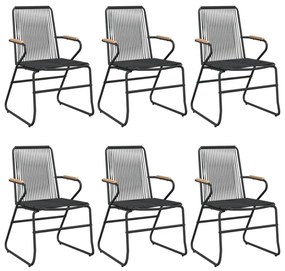 vidaXL 7 részes fekete PVC rattan kerti étkezőgarnitúra