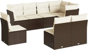 vidaXL 8 részes barna polyrattan kerti ülőgarnitúra párnákkal
