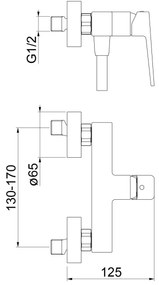 Sapho - TURSI zuhanycsaptelep, fényes króm