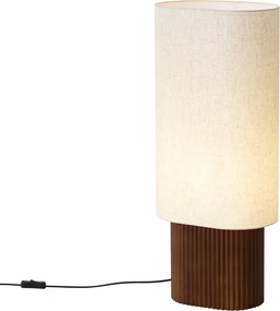 Japandi Állólámpa Diófa Szövet Lámpaernyővel 70 cm - Lamel