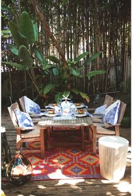 Lhasa Orange & Violet narancssárga-lila kétoldalas kültéri szőnyeg újrahasznosított műanyagból, 90 x 150 cm - Fab Hab