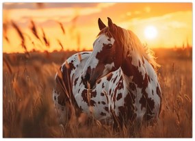 Kép - Ló naplementében (70x50 cm)