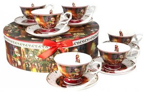 Karácsonyi porcelán csésze aljjal 180 ml - 6 személyes készlet - Télapós