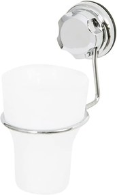 Fürdőszobai pohártartó pohárral, Bestlock, Compactor, 7.9x10.1x16.5 cm, króm/üveg/ABS/műanyag(TPU), ezüstszín
