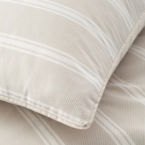 Bézs kétszemélyes pamut ágyneműhuzat 200x200 cm Ashford Stripe – Bianca