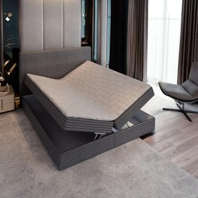 Akció Kárpitozott ágy boxspring ISPIRA 140x200 cm szürke II. osztály Matrac: Bonell rugós matrac