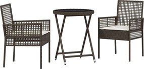 vidaXL Kert Bistro Készlet 3 pcs Barna polirattan