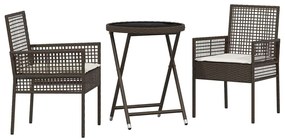 vidaXL Kert Bistro Készlet 3 pcs Barna polirattan