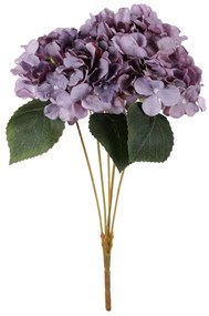 Hortenzia műcsokor lila, 5 virág, 20 x 43 cm