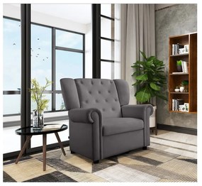 Szürke bársony chesterfield-hinta fotel Lillyse – Støraa