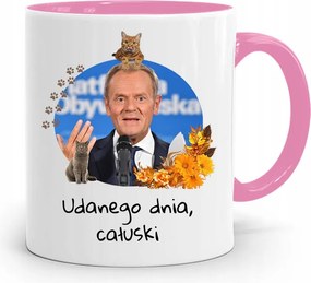 Donald Tusk Rózsaszín Bögre Platform Ajándék fényképes nyomtatással