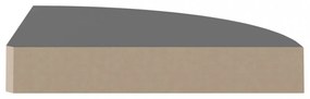 2 db magasfényű szürke MDF lebegő sarokpolc 25 x 25 x 3,8 cm