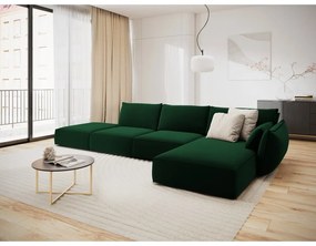 Sötétzöld bársony sarokkanapé (jobb oldali-heverő résszel) Vanda – Mazzini Sofas