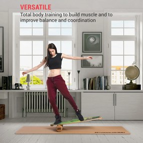 Indoorboard Wave, egyensúlyozó deszka, alátét, henger, fa / parafa