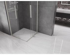 Mexen Velar Duo, zuhanykabin tolóajtóval 90 x 90 cm, 8mm átlátszó üveg, csiszolt acél, 871-090-090-02-97