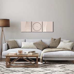 Kép - Bézs színű levelek N⁰6 (órával) (90x30 cm)