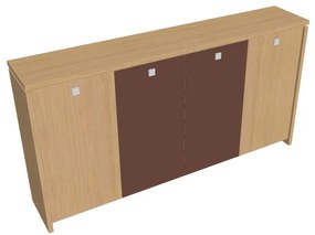 Verno közepes gardrób 248 x 46 x 130 cm, kombinált ajtó, világos tölgy / barna