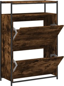 vidaXL füstös tölgy színű szerelt fa cipőszekrény 75x34x112 cm