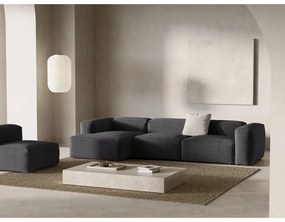 Sötétszürke kordbársony sarokkanapé (bal oldali-heverő résszel) Bergano – Cosmopolitan Design