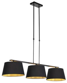 Függőlámpa fekete és arany színű pamut búrákkal 32cm - Combi 3 Deluxe
