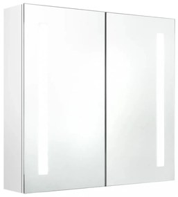 fényes fehér LED-es tükrös fürdőszobaszekrény 62 x 14 x 60 cm