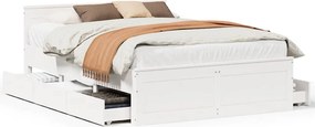 vidaXL fehér tömör fenyőfa fejtámlás ágykeret matrac nélkül 140x190 cm