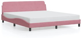 rózsaszín bársony ágykeret fejtámlával Dover 180x200 cm