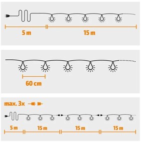 Solight WO794 - LED Kültéri dekoratív lánc GARLAND 25xE12 20m IP44 meleg fehér