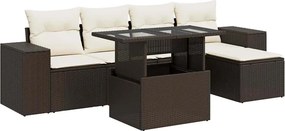 vidaXL 6 részes barna polyrattan kerti ülőgarnitúra párnával