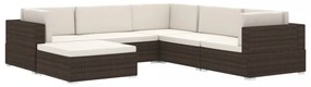 1 db barna polyrattan moduláris lábtartó párnával
