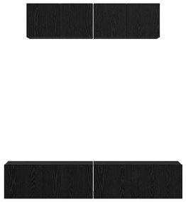 Fali TV Szekrény 4 pcs Fekete tölgy Kicsi 80 x 30 x 30.5 cm
