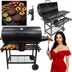 Szén grill szett Teflon grillszőnyeg és fúvó Hordó