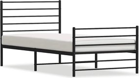 vidaXL fekete fém ágykeret fej- és lábtámlával 100 x 190 cm