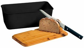 Kesper 58091 Kenyérkosár deszkával, fekete, 34 x14 x 18 cm
