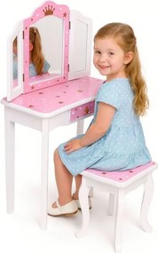 Gyermek kozmetikai asztal hármas tükörrel és zsámollyal