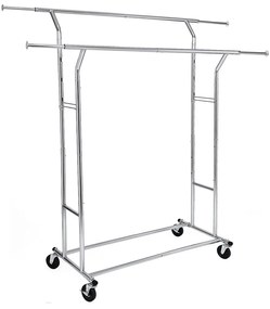 Állítható magasságú és szélességű ruhatartó állvány, ezüst