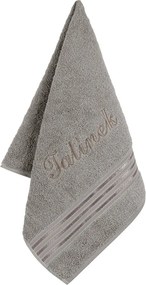 Bellatex Apa frottír törölköző hímzéssel sötétszürke, 50 x 100 cm