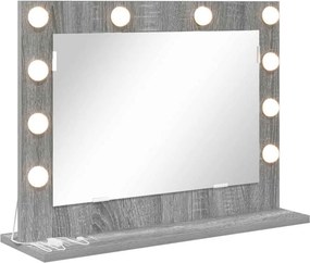 vidaXL Toalett Tükör Szürke Sonoma 60 x 45 x 18 cm Üveg és mérnöki fa
