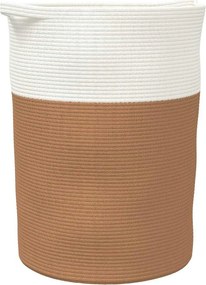 vidaXL barna-fehér pamut tárolókosár Ø49 x 65 cm