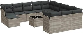 vidaXL 13 részes világosszürke polyrattan kerti ülőgarnitúra párnákkal