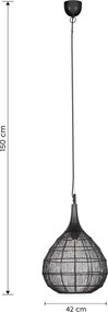 Matt fekete függőlámpa fém búrával Soraya – Trio