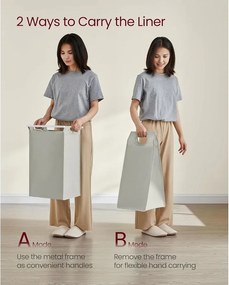 VASAGLE 4 rekeszes szennyeskosár 4 × 40 L, 116 × 33 × 72 cm, krémfehér és matt fehér