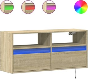 vidaXL sonoma tölgy színű fali TV-szekrény LED-ekkel 100x31x45 cm