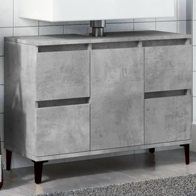 betonszürke szerelt fa mosdószekrény 80 x 33 x 60 cm