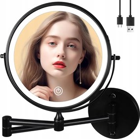 Yngtoue kozmetikai tükör 23 cm Led világítással és állítható LED-del Fekete R5
