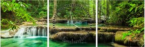 Kép - Erawan vízesés Kanchanaburiban, Thaiföldön (órával) (90x30 cm)