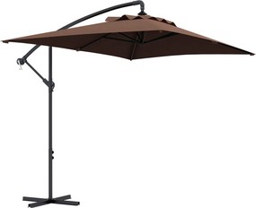 Outsunny 294x193 cm-es Offset Napernyő Keresztalappal és Kézi Karral, Vízálló UV Védelemmel Teraszon és Kertben, Barna | Aosom