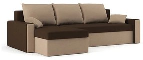 ZEUS kinyitható sarokkanapé, univerzális oldal, PRO szövet, bonell rugóval, szín - barna / cappuccino