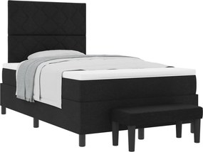 vidaXL Boxrugós ágy matracmal fejtámlával Fekete 120 x 190 cm szövet