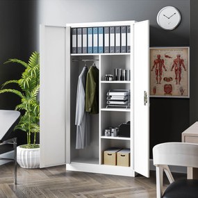 Fehér zárható takarítószekrény DAWID 900 x 1850 x 450 mm